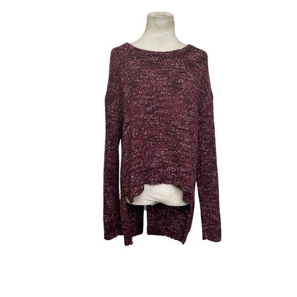 Target burgundy popcorn knit long sleeves high low sweater size Large - Picture 5 of 11